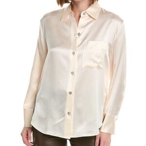 Vince 100% Silk Blouse Mother of Pearl Buttons Size Medium